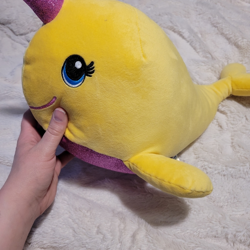 NWT Build A Bear Narwhal Yellow and Sparkly Pink